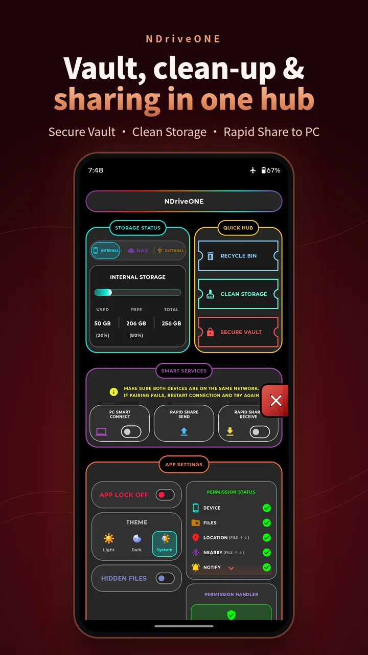 Vault, clean-up and sharing in one hub