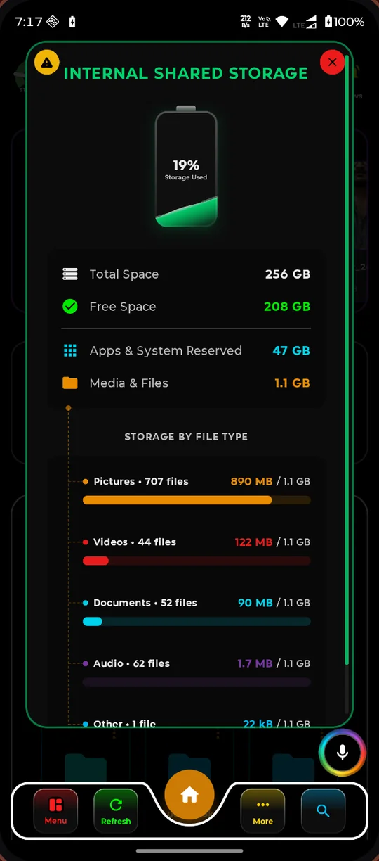 Internal shared storage breakdown